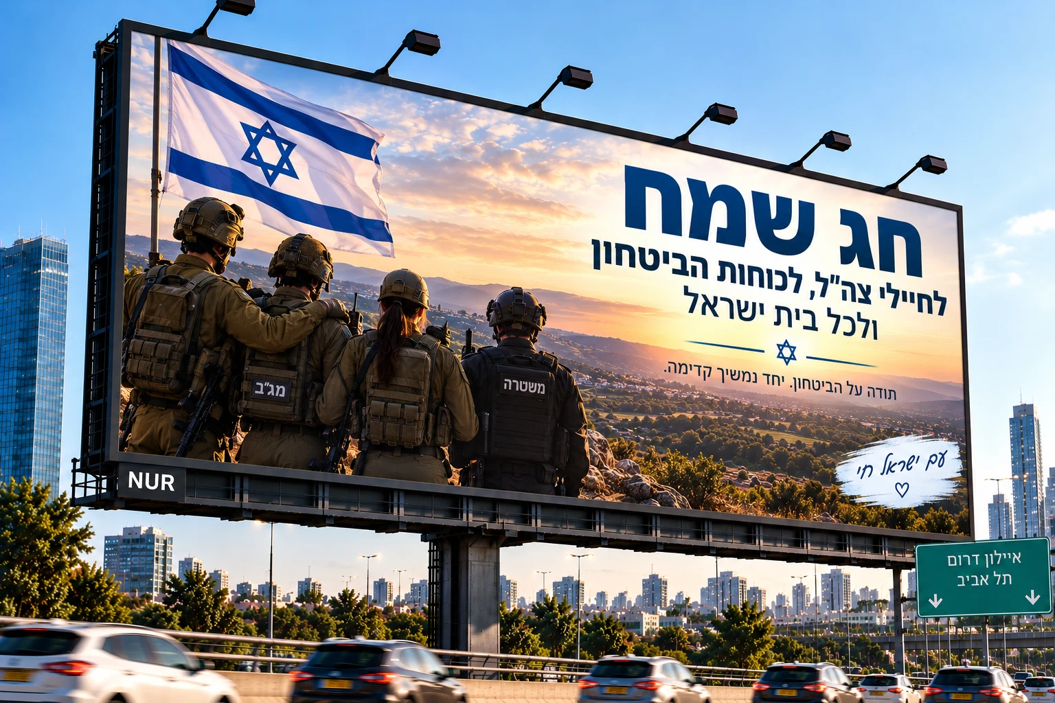קיר פרסום ענק עם קמפיין