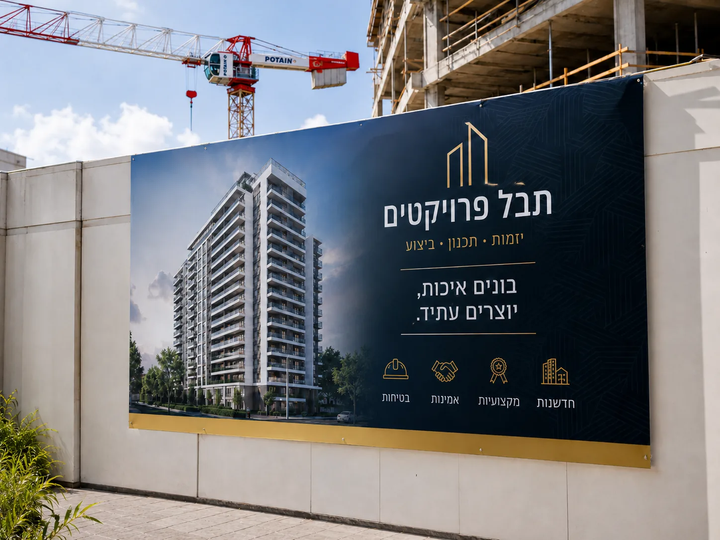 שלט פרויקט באתר בנייה